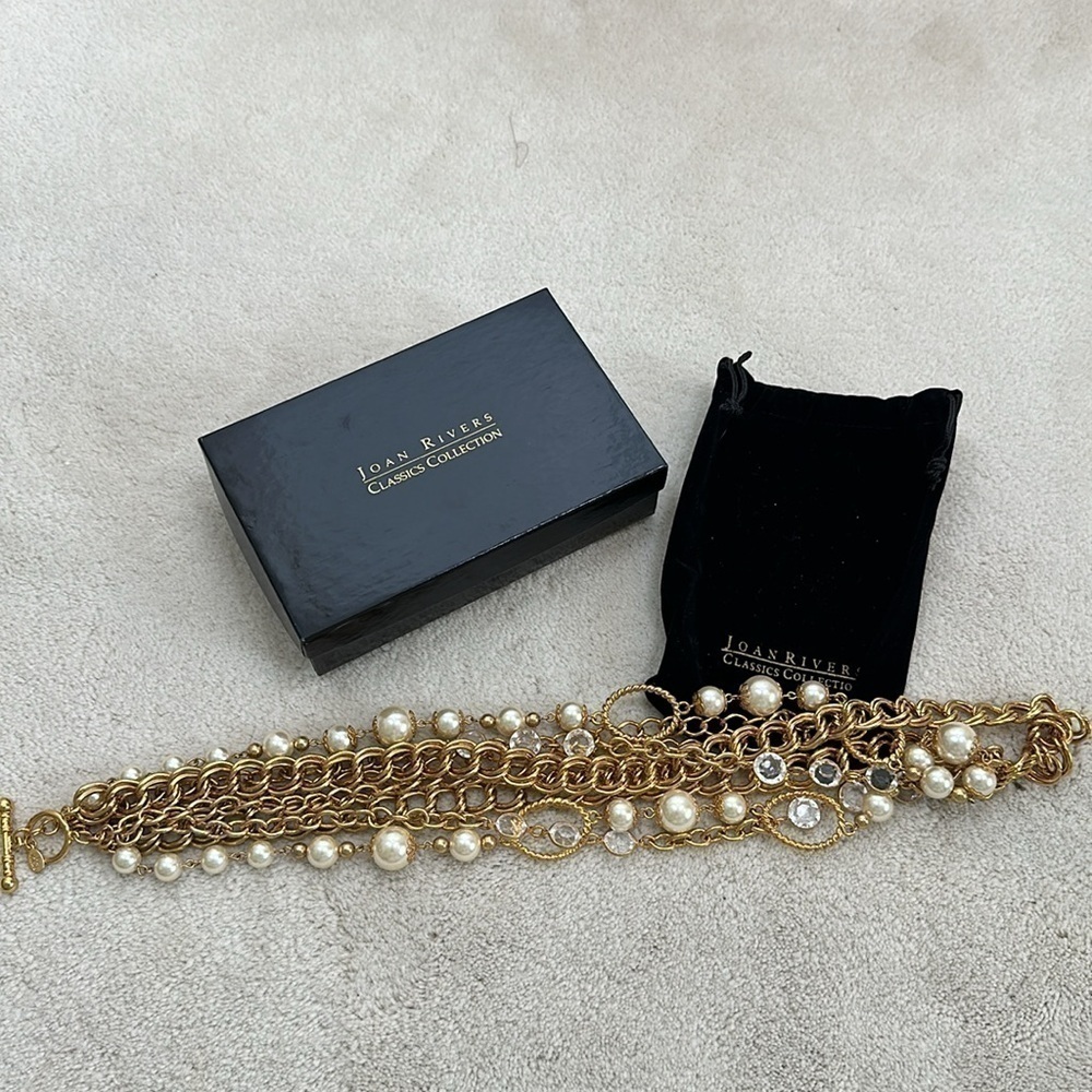 Joan Rivers Classics Signed Faux Pearl & Gold Tone Layered 4-in-1 Necklace NIB - Picture 7 of 8